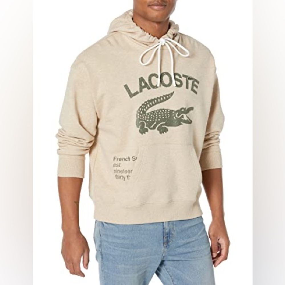 Lacoste Mens Loose Fit Crocodile Hoodie - Picture 2 of 9